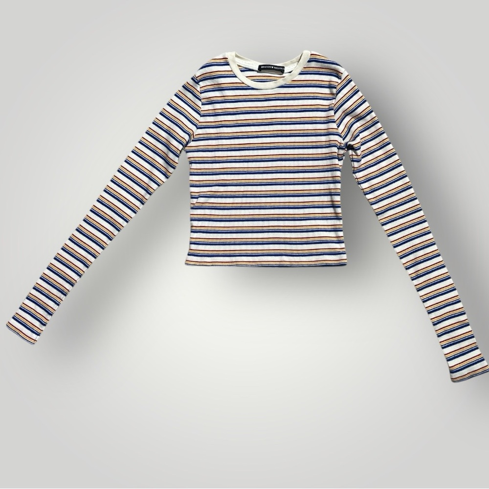 Brandy Melville Made in Italy Striped Ribbed Long Sleeve Top Rare Vintage